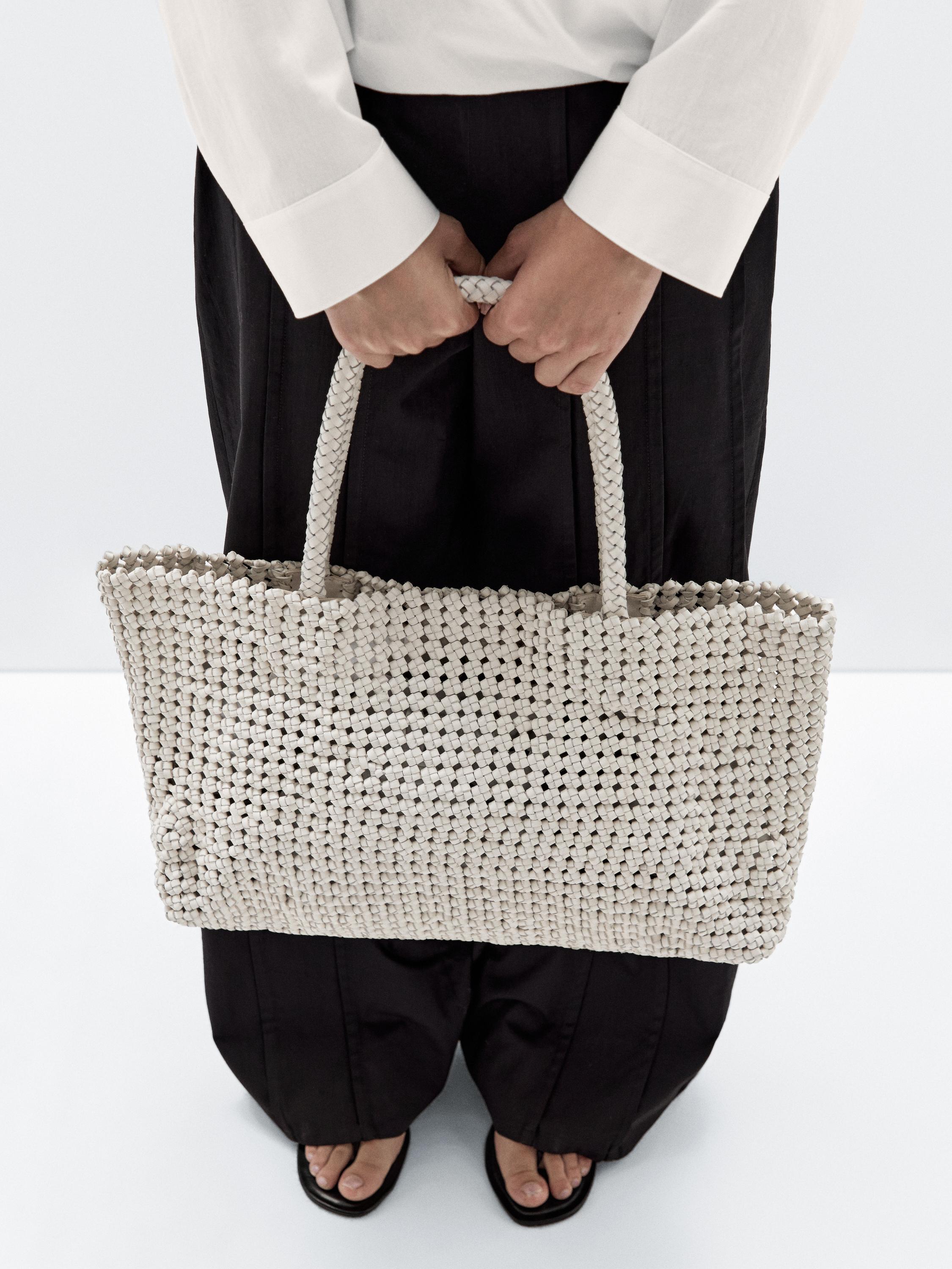 Braided nappa leather shopper bag